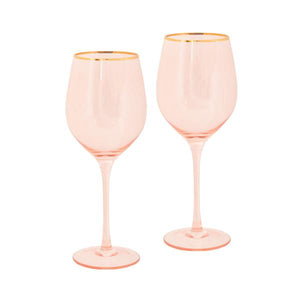 Wine Glass Rose Crystal Set of 2